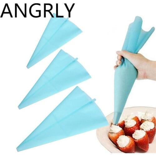 ANGRLY Portable 13" Reusable Silicone Icing Piping Cream Pastry Bag Cake DIY Decorating Tool Hot Search Silicone Mold Tarte