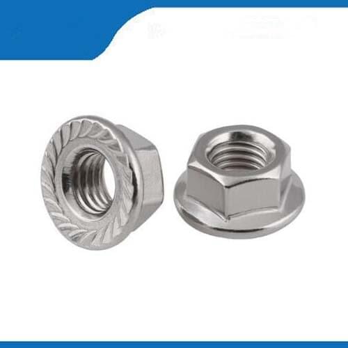 Free shipping 10Pcs DIN6926 GB6183 M5 M6 304 Stainless Steel Hexagonal Flange Nut With A Non-slip Mat Locking Nut HW043Hex