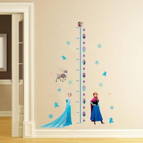 Disney Frozen Elsa Anna Princess Growth Chart Wall Stickers Home Decor Girls Wall Decal Mural Art For Kids Height Measure Poster