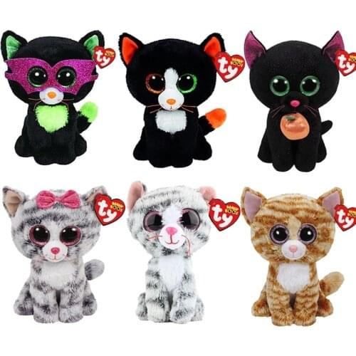 Ty Big Beanie Boos Eyes Toy Beautiful Animal Various cat series Collection Christmas Plush Doll Gift For Kids 15cm