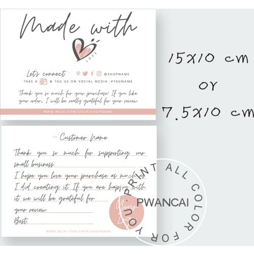 Custom Thank You Cards Business Template Coupon Etsy Small Business For Your Purchase Editable Customer Packaging Insert Note