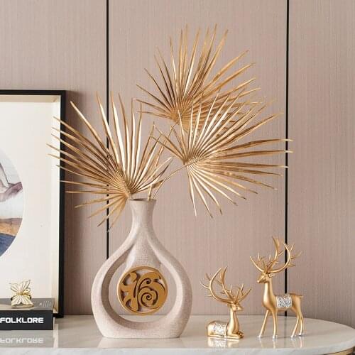 Chinese Lucky Resin Deer Ceramic Vase Simulation Flower Home Livingroom Desktop Figurines Crafts Coffee Table Furnishing Decor