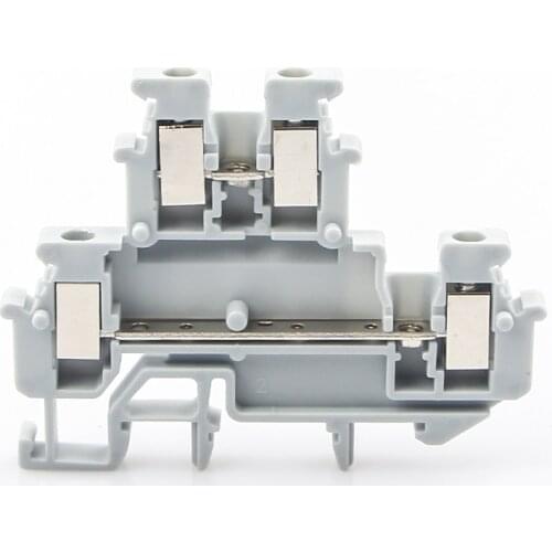 Din Rail Terminal Block 10Pcs MBKKB-2.5 Connector Double Layer Screw Connection Contact Electrical Wire Conductor MBKKB2.5