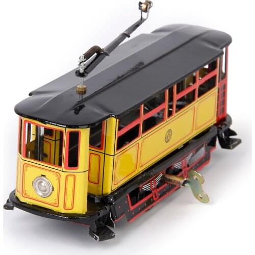 Collectible Tram Streetcar Bus Wind Up Walking Tin Toys w Key Home Decor