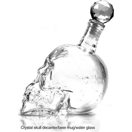 Creative Skull Glass Decanter Whiskey Vodka Crystal Bottle Spirit Glass Transparent Wine Drinking Glass Bar Home Hot Sale