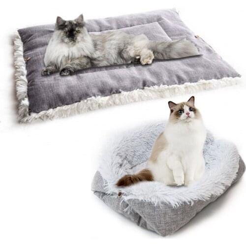 Pet Bed for Cat Small Dogs, Function 2 in 1 Plush Soft Blanket and Donut Bed for Dogs Warm Pet Bed Fluffy Pet Cushion Pad Mat