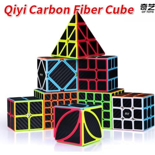 Qiyi Carbon Fiber Cube Magic 2x2x2 3x3x3 Speed Cube 4x4x4 5x5x5 Skew SQ-1 Pyramid Cube X-CUBE Leaf Puzzle Neo Cubo Magico