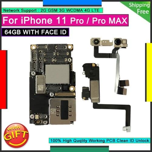 64GB Factory Original Mainboard Unlocked Motherboard For iPhone 11 Pro WITH FACE ID 11 Pro Max Logic Board Clean iCloud Plate
