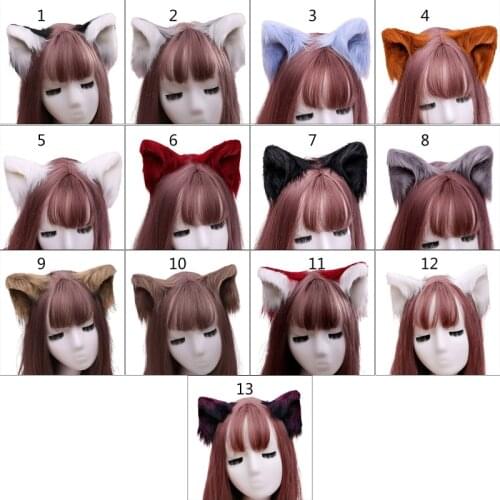 Sweet Lovely Furry Animal Beast Ears Hair Clips Anime Lolita Wolf Cat Cosplay Plush Hairpins Halloween Party Costume