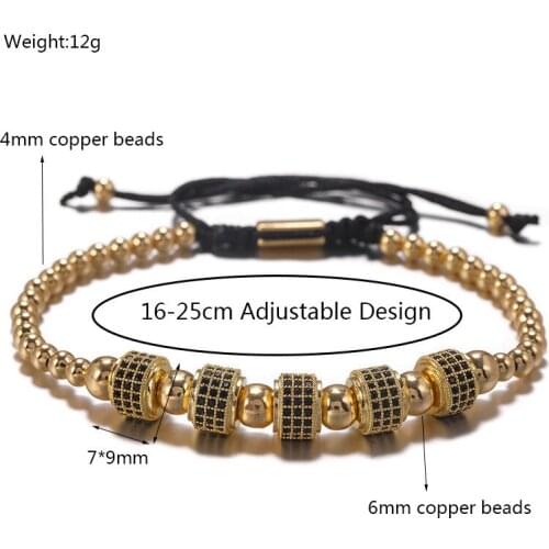 Multiple colors copper micro-inlaid zircon copper bead charms elegant adjustable bracelet for unisex wedding birthday gift