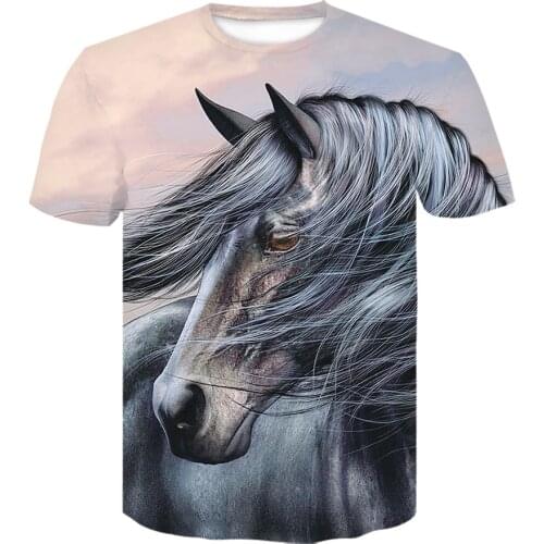 Hot Fashion 3D Horse Print T Shirt for men 2021 new Comfortable Teens Summer Fun Animal Print Tops Short Sleeve T-Shirts Tops