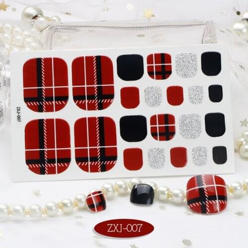 22 Stickers Cherries Color Foot Stickers Full Coverage Stickers Waterproof Line Pattern Women’S Daily Wear Party Nail Stickers