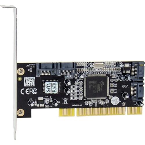 NEW-PCI Sil3114 SATA150 4-Channel to SATA RAID Array Card Sil3114 SATA Adapter Controller Chip Card for Computer