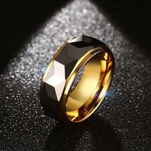 New Fashion 8mm Tungsten Steel Geometric Ring For Men Wedding Engagement Ring