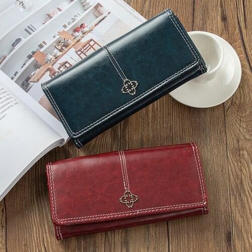 2021 New Womens Wallet Portfel Damski Money Bag Lady Long Leather Clutch Bag Wallet Card Holder Carteras Para Mujer