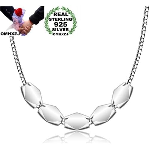 OMHXZJ Wholesale European Fashion Woman Girl Party Birthday Wedding Gift Lucky Beads S925 Sterling Silver Pendant Necklace NA273