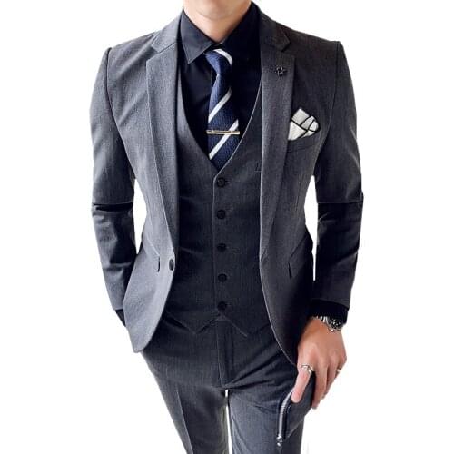 Jacket Vest Pants High End Bridegrooms Man Formal Wedding Gown Business Party Slim Fit Suit Blazer Coat Trousers 3 Pcs Sets