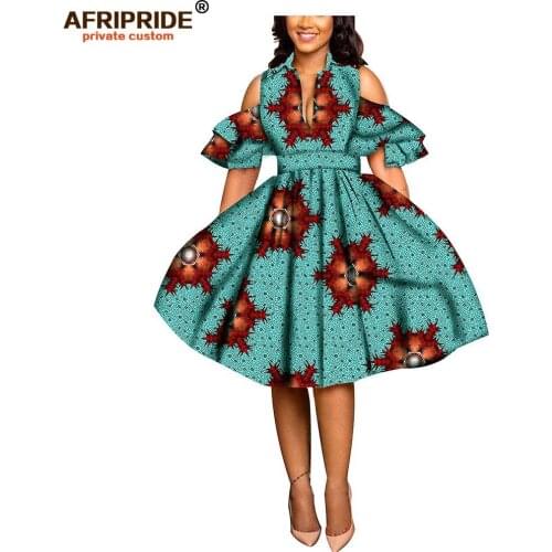 2020 African print dresses for women ankara fabric dashiki dress Petal Sleeve party wedding A-line dress AFRIPRIDE A1925039