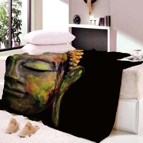 Custom Half face Buddha Statue Blanket On Bed Sofa Super Soft Art Beach Towel Throw Travel Couch Quilt Cover Bedspread Dropship
