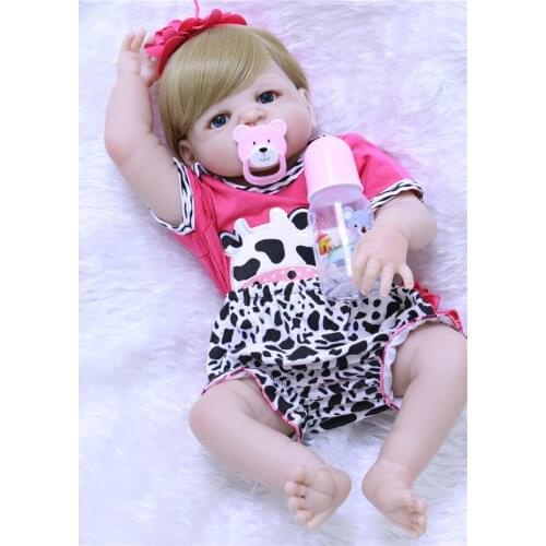 Full silicone handmade bebe alive 22" 55cm vinyl Reborn Baby blue/lol toys blonde Toddler kids Birthday Gift accompany
