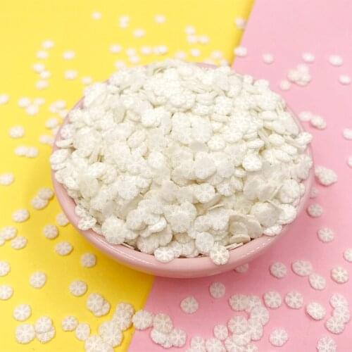 100g White Snowflake Slice Clay Sprinkles for Crafts Polymer Hot Clay DIY Slime Filling Material Nail Arts Decoration 5mm