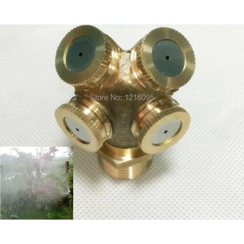 Pack Of 5pcs 1/2" 1/4" 4 Holes Adjustable Brass Spray Misting Nozzles Garden Lawn Yard Roofs Cooling Watering Nozzles