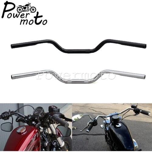 Chrome/Black Retro 1" Handlebar 25mm Handle Bar For Harley Touring Dyna Street Bob Sportster 883 Iron 1200 Cafe Racer Super Low
