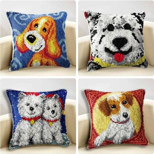 Diy Cushion Carpet Embroidery Latch Hook Rug Kits Pillowcase Handmade Section Wool Embroidered Needlework for Pillow Case G