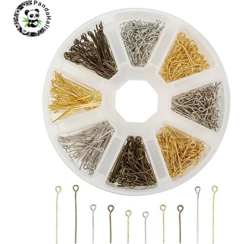 Pandahall 650pcs/Box Iron Eye Pins Head Pins for DIY Jewelry Findings Making Mixed Color