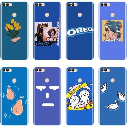 Silicone Phone Case For Huawei P8 P9 P10 P20 Lite 2017 Flower Cat Blue Back Cover For Huawei P9 P10 P Smart Plus P20 Lite Pro