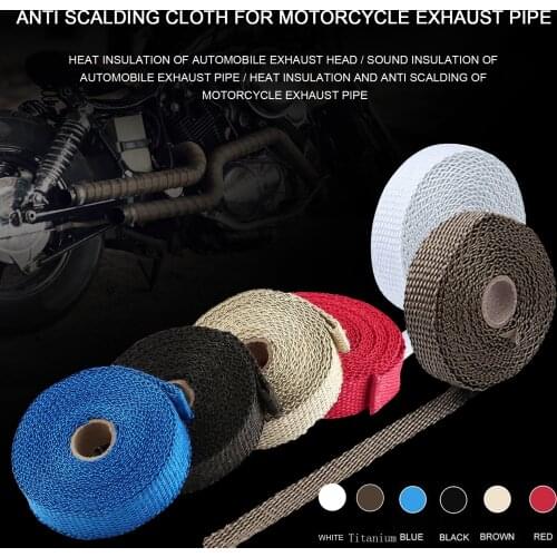 5M Roll Fiberglass Heat Shield Motorcycle Exhaust Thermal Tape Header Pipe Heat Wrap Tape Thermal Protection with Stainless Ties