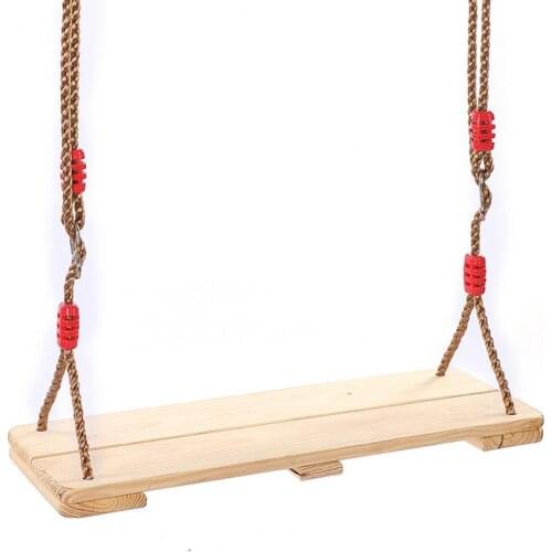 Heavy Duty Kids Swing Seat with Rope Height-adjustable Indoor Outdoor Wooden Flat Hanging Classic Garden Park Playground Toy