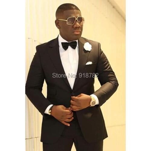Terno Masculino Slim Fit Black 2 Pieces Set Formal Suit Men 2018 New Design Tuxedo Groom Wedding Party Suits Dress