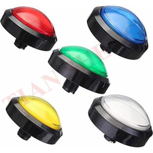 100mm Big Round Push Button LED Illuminated with Microswitch for DIY Arcade Game Machine Parts 5V/12V Large Dome Light Switch
