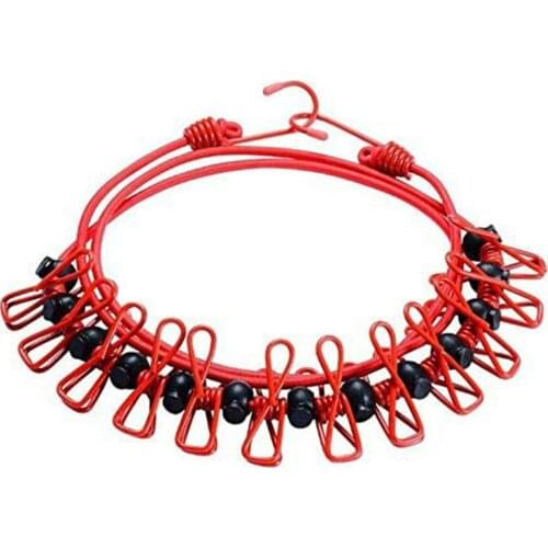 12pcs Portable Travel Elastic Clothesline Adjustable Clothesline With Clothespins For Outdoor And Indoor Use