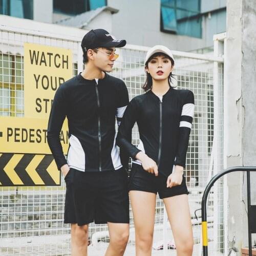 2-3 pcs Womens Long Sleeve Zip up Rash Guards Wetsuit Snorkeling Suit Water Sportswear UV Protection Swimsuit for Women Men