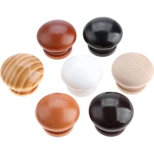 5Pcs Kitchen Drawer Wardrobe Door Pulls Knob 34mm Wood Cabinet Knobs and Handles Wooden Furniture Handles Furniture Hardware