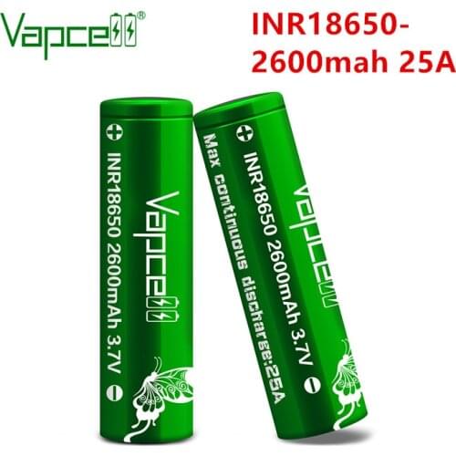 Vapcell 18650 2600mah 25A Rewrap molicel p26a beats vtc5A equal vtc6A 3.7V volt li-ion rechargeable power battery for flashlight