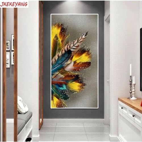 5D DIY Diamond Painting Colored feathers Home Decor Embroidery Mosaic Picture Handcraft Kit Large Size j3008