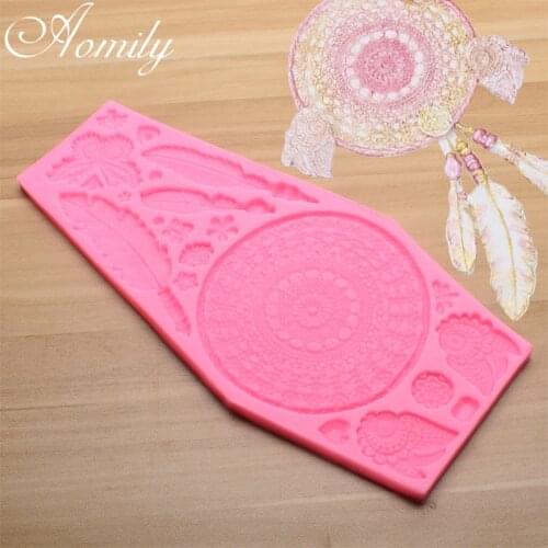 Amoliy Dream Catcher Clay Fondant Silicone Mold Cake Decoration Accessories Feather Butterfly Baking Mold Baking Tools for Cakes
