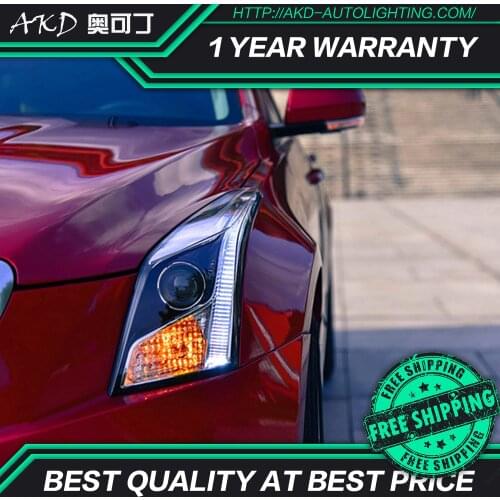 AKD tuning cars Headlight For Cadillac ATS-L ATS L Headlights LED DRL Running lights Bi-Xenon Beam Fog lights angel eyes Auto