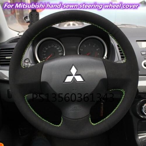 Suitable for Mitsubishi Lancer Outlander ASX Galant Pajero Sport Eclipse Cross hand-stitched leather suede steering wheel cover