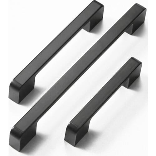 Black Aluminum Alloy Kitchen Cabinet Handles Dresser Drawer Pulls Cupboard Wardrobe Door Knobs Furniture Handle Hardware