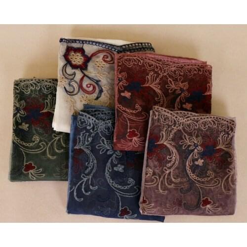 Floral Hijab Lace Scarf Women Muslim Fashion Shawls Spring Flower Large Scarves Bandanas Beach Long Wrap Turban Foulard 200*85CM