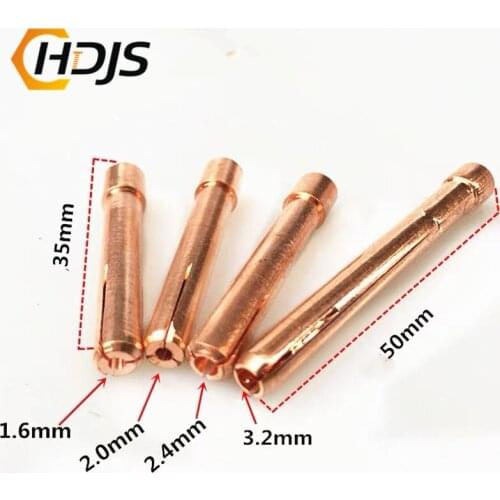 Long 35 mm / 50 mm TIG argon arc welding TIG gun consumable 1.6mm 2.0mm 2.4mm 3.2mm TIG tungsten electrode copper clip