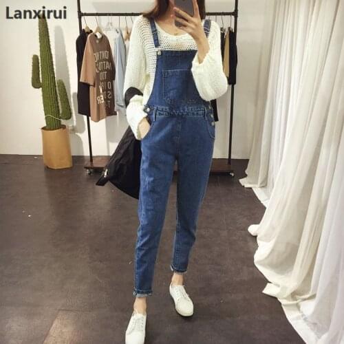 Denim Bib Pants Female Bf Loose Plus Size Denim Trousers Female Jumpsuit Cheap Wholesale