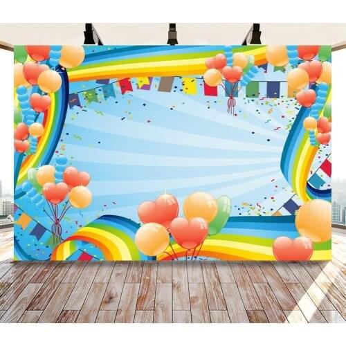 Birthday Baby Shower Newborn Children Backdrops Candy Donut Lollipop Ice Cream Table Decor Rainbow Clouds Photography Background