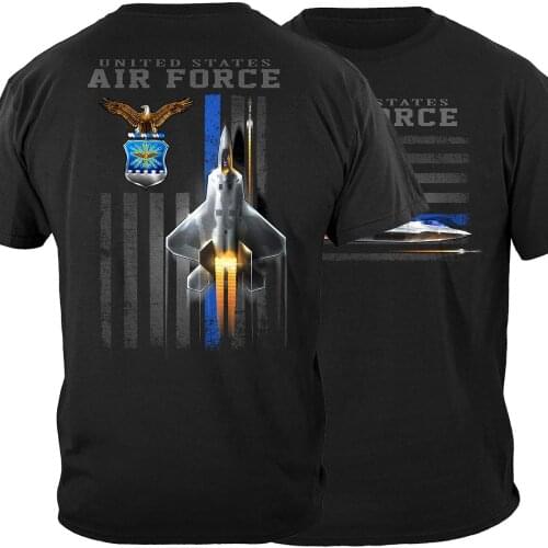 Bald Eagle Crest and Shield American Flag Jet Fighter US Air Force T-Shirt. Summer Cotton O-Neck Short Sleeve Mens T Shirt New