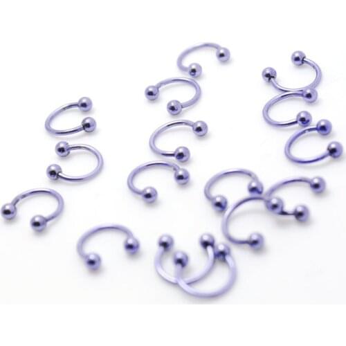 10pcs body piercing jewelry steel purple color wholesale lots septum rings lip rings cbr horseshoe fashion circular rings