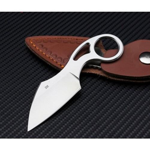Ring Mini Straight Fixed Blade Knife D2 Blade Tactical Pocket Hunting Fishing Knifes EDC Survival Tool